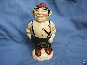 Miniature figural farmer Brown bottle