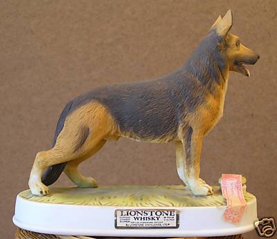 1975 LIONSTONE PORCELAIN GERMAN SHEPHERD DECANTER