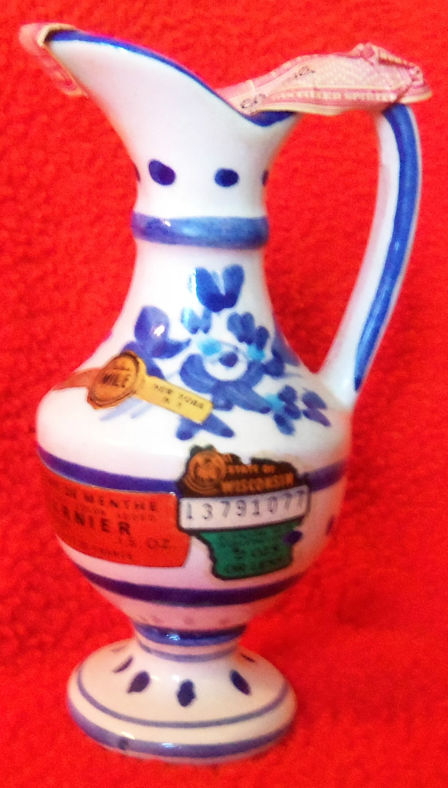GARNIER CREME DE MENTHE, MINI VASE, WHITE, BLUE