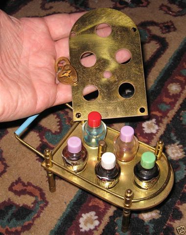 MANHATTAN Brass Cocktail Cart wFIVE MINI BOTTLES