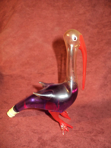 Miniature Blown Glass Bols Liquor Bottle Bird Purple