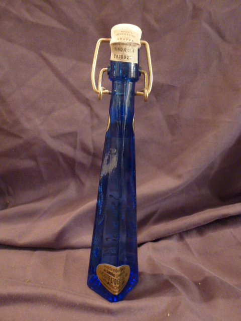 Blue glass, hand painted