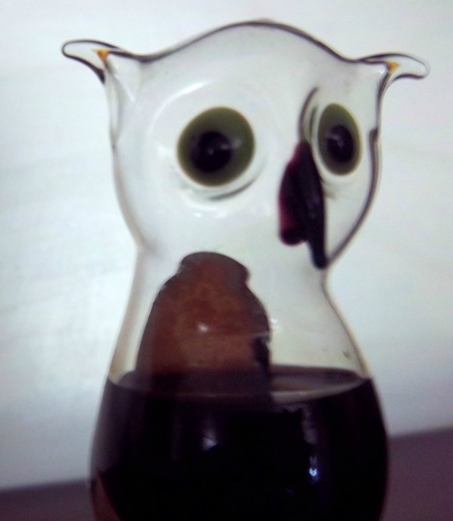 Bols Blown Glass Miniature Figural Owl Decanter Bottle