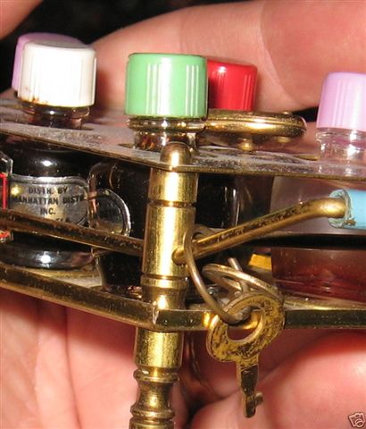 MANHATTAN Brass Cocktail Cart wFIVE MINI BOTTLES