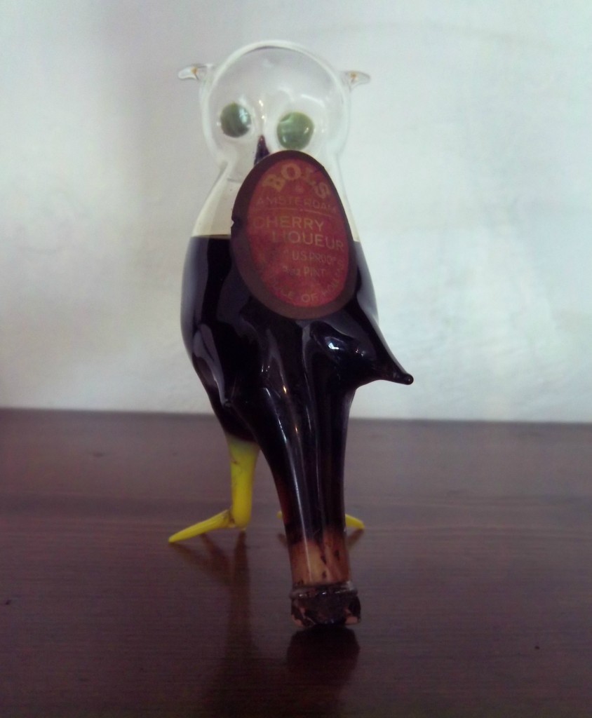 Bols Blown Glass Miniature Figural Owl Decanter Bottle