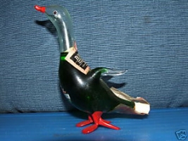 Rynbende blown glass goose bottle