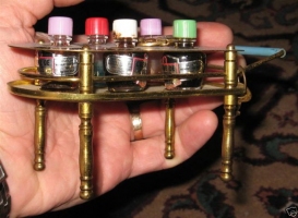 MANHATTAN Brass Cocktail Cart wFIVE MINI BOTTLES