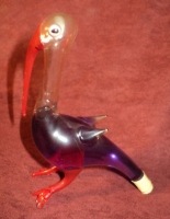 Miniature Blown Glass Bols Liquor Bottle Bird Purple