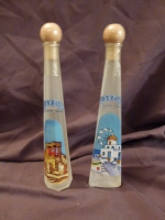 2 glass miniatures, hand painted