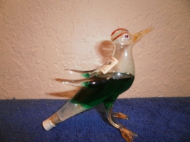 Green Curacao Glass Bird